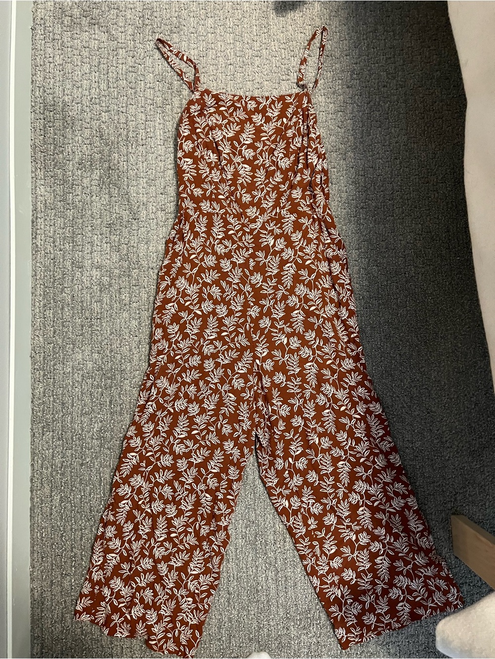 Old Navy Rust Floral Strappy Wide-Leg Jumpsuit